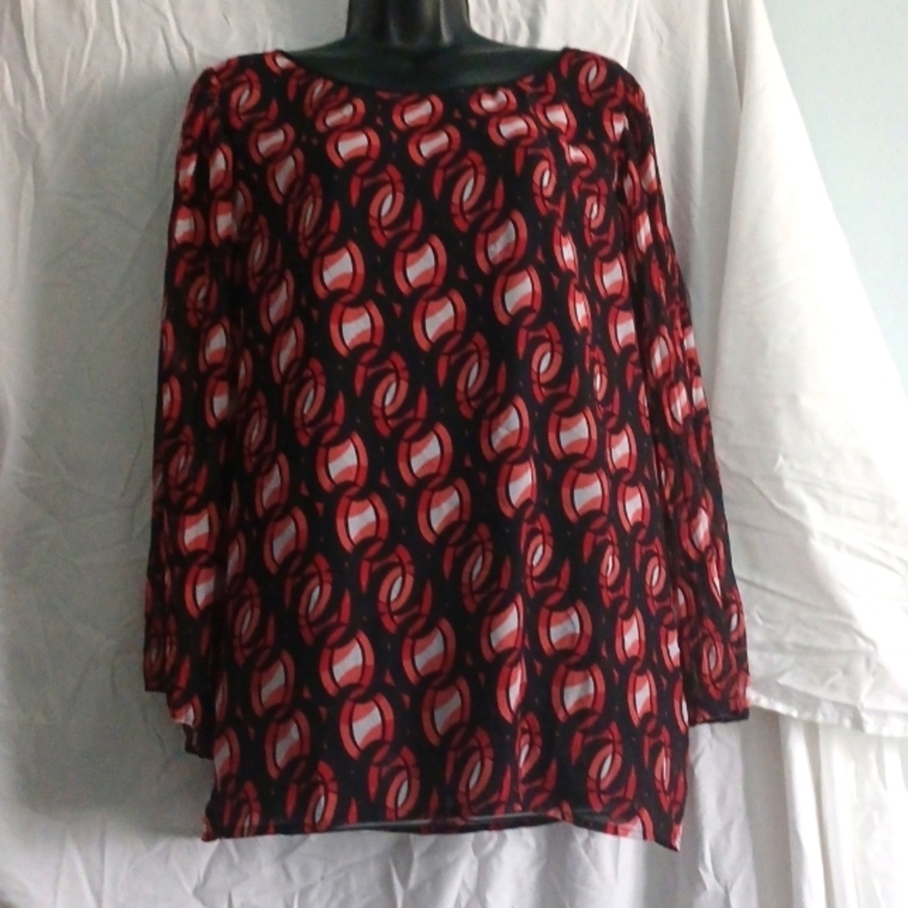 Liz Claiborne Tunic Top, Pleating Detail, XL fully lined